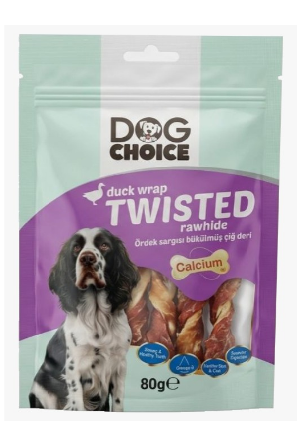  Dog Choice Ördek Sargı Bükülmüş Çiğ Deri 80Gr 8 ADET