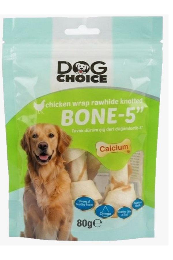  Dog Choice Tavuk Dürüm Çiğ Deri Düğüm 80Gr 5 ADET