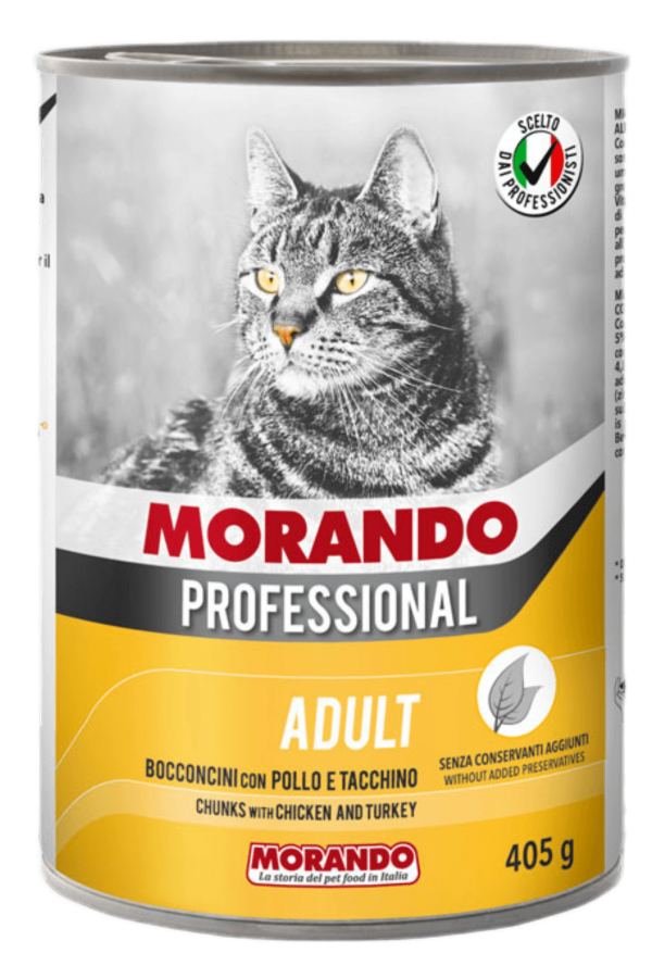 Morando Tavuk & Hindi Chunks Kedi Konserve 405gr 24'lü Morando Tavuk & Hindi Chunks Kedi Konserve 405gr 24'lü