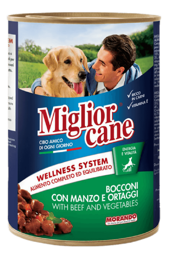 Miglior Cane Biftek ve Sebzeli Chunks Köpek Konserve 405gr 24'lü Miglior Cane Biftek ve Sebzeli Chunks Köpek Konserve 405gr 24'lü