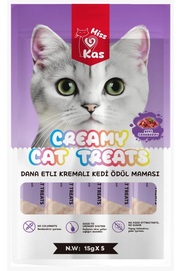 Miss Kas Kremalı Kedi Ödül Maması Dana Etli 12 x 5 x 15 gr