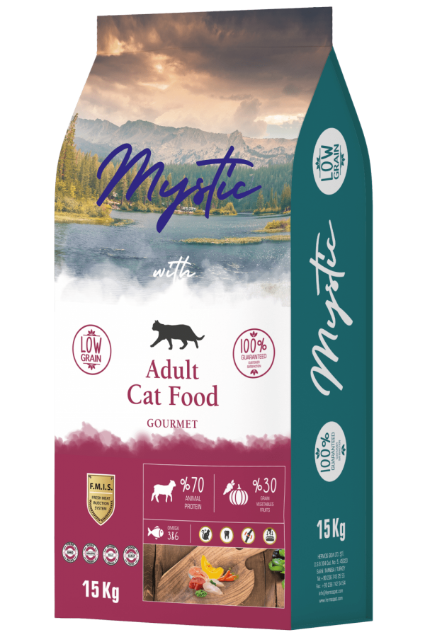 Mystic Az Tahıllı Yetişkin Kedi Maması Gurme 15 KG Mystic Az Tahıllı Yetişkin Kedi Maması Gurme 15 KG