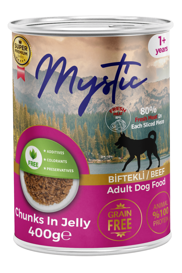 Mystic Parça Etli Jöleli Yetişkin Köpek Konserve Biftekli 400 Gr. 24'lü