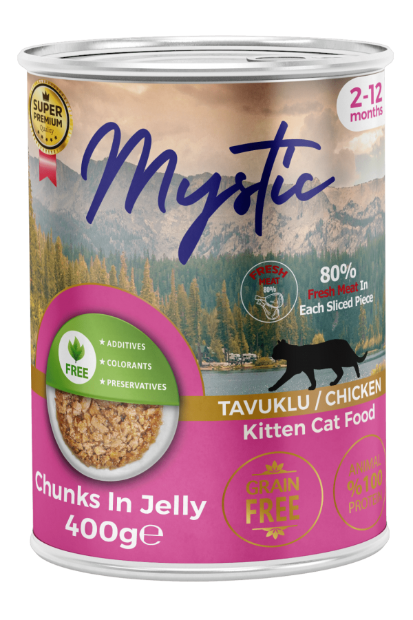 Mystic Parça Etli Jöleli Yavru Kedi Konserve Tavuklu 400 Gr. 24'lü