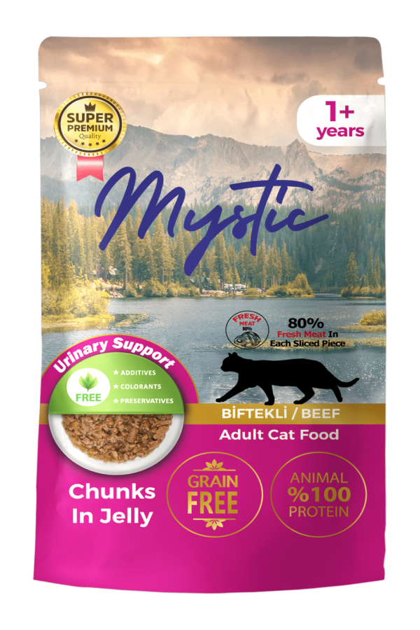 Mystic Parça Etli Jöleli Yetişkin Kedi Pouch Biftekli 85 Gr. 24'lü