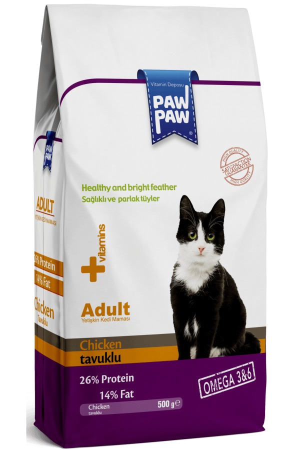Paw Paw Yetişkin Kedi Maması Tavuklu 500 Gr. Paw Paw Yetişkin Kedi Maması Tavuklu 500 Gr.