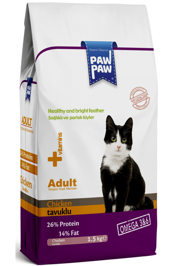 Paw Paw Yetişkin Kedi Maması Tavuklu 1,5 KG Paw Paw Yetişkin Kedi Maması Tavuklu 1,5 KG
