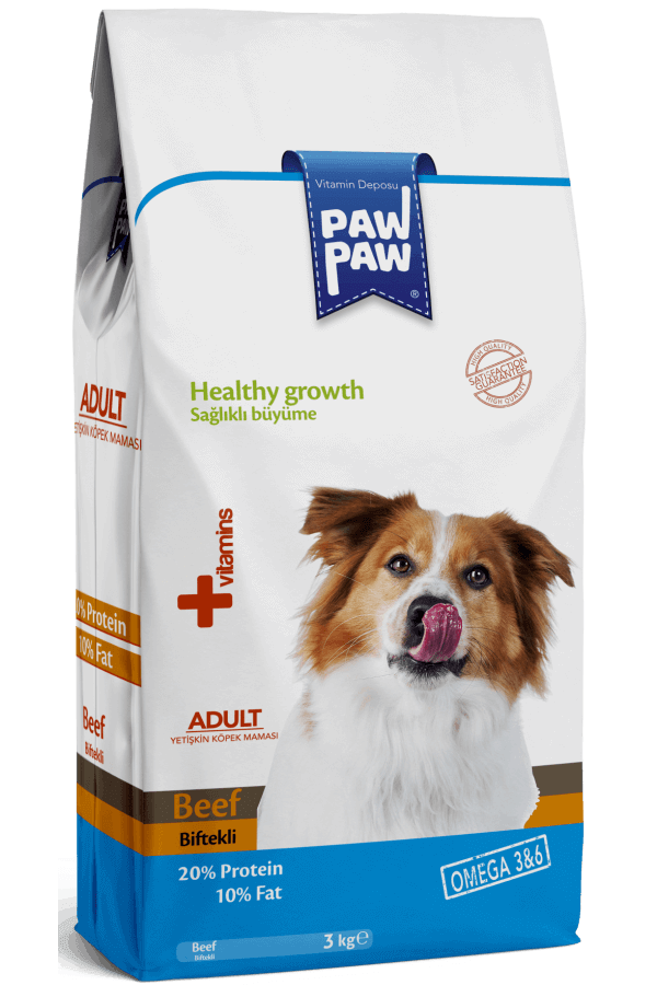Paw Paw Yetişkin Köpek Maması Biftekli 3 KG Paw Paw Yetişkin Köpek Maması Biftekli 3 KG